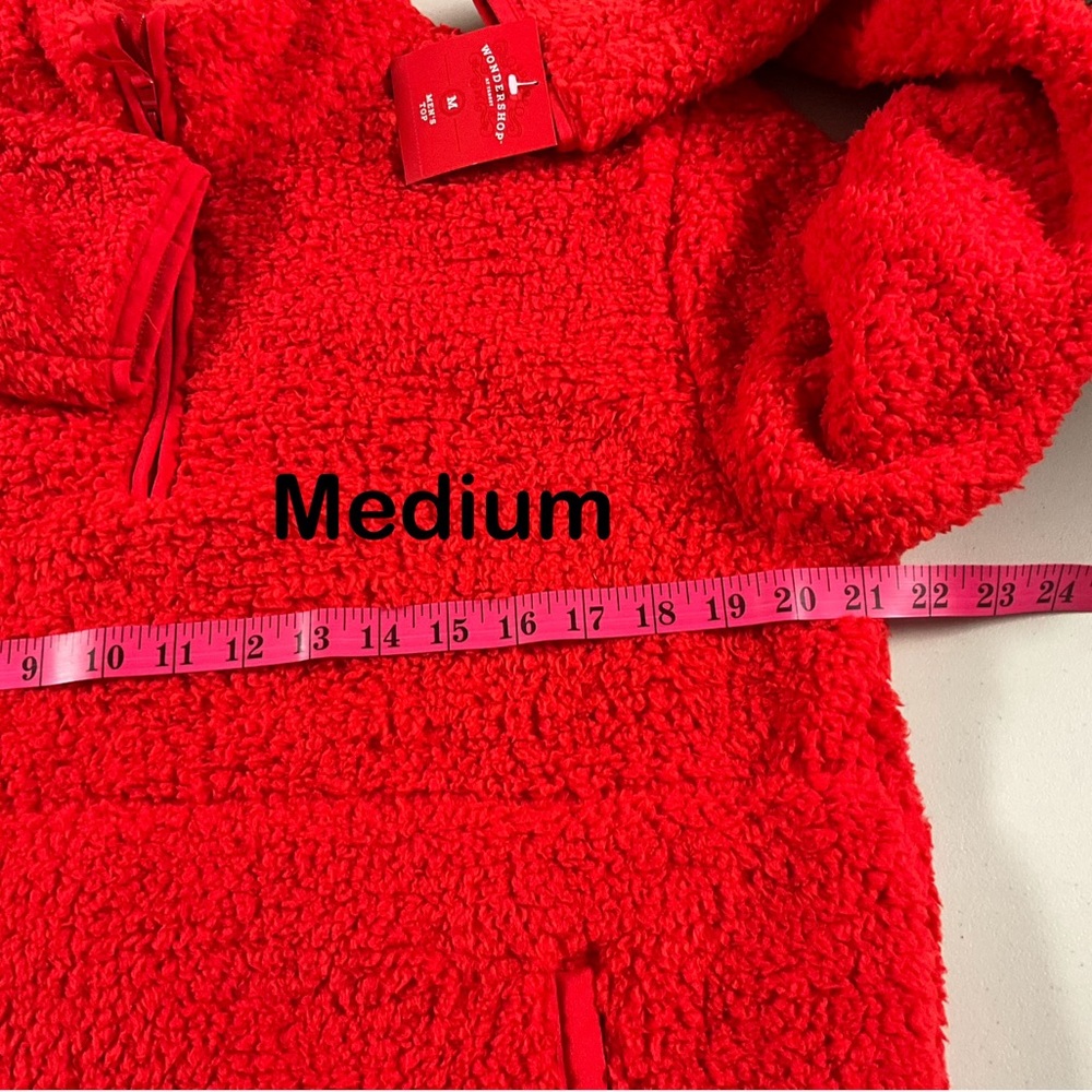 Wondershop Men’s Faux Shearling Half Zip Pullover Red Winter Wardrobe - Picture 10 of 11